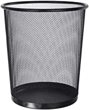 SHOWAY Small Trash Can Metal Mesh Round Trash Can Paper Basket Kitchen Bedroom Office Rubbish Waste Bins Holder Can Household Home Cleaning Tools (Color : Black)