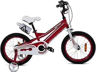 Mogoo Rayon Kids Road Bike For 4-7 Years Old Girls & Boys, Adjustable Seat, Handbrake, Mudguards, Reflectors, Lightweight, Chainguard, Gift For Kids, 16-Inch Bicycle With Training Wheels, Red