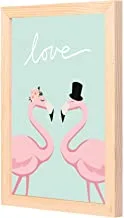 LOWHa love flamingo Wall art with Pan Wood framed Ready to hang for home, bed room, office living room Home decor hand made wooden color 23 x 33cm By LOWHa