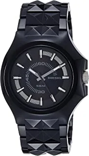 Diesel Men's Faceted Quartz Watch with Analog Display and Plastic Strap DZ1646, Black