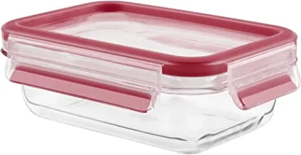 TEFAL Masterseal  1.3 Litre Food Container, Red/Clear, Glass, K3010412