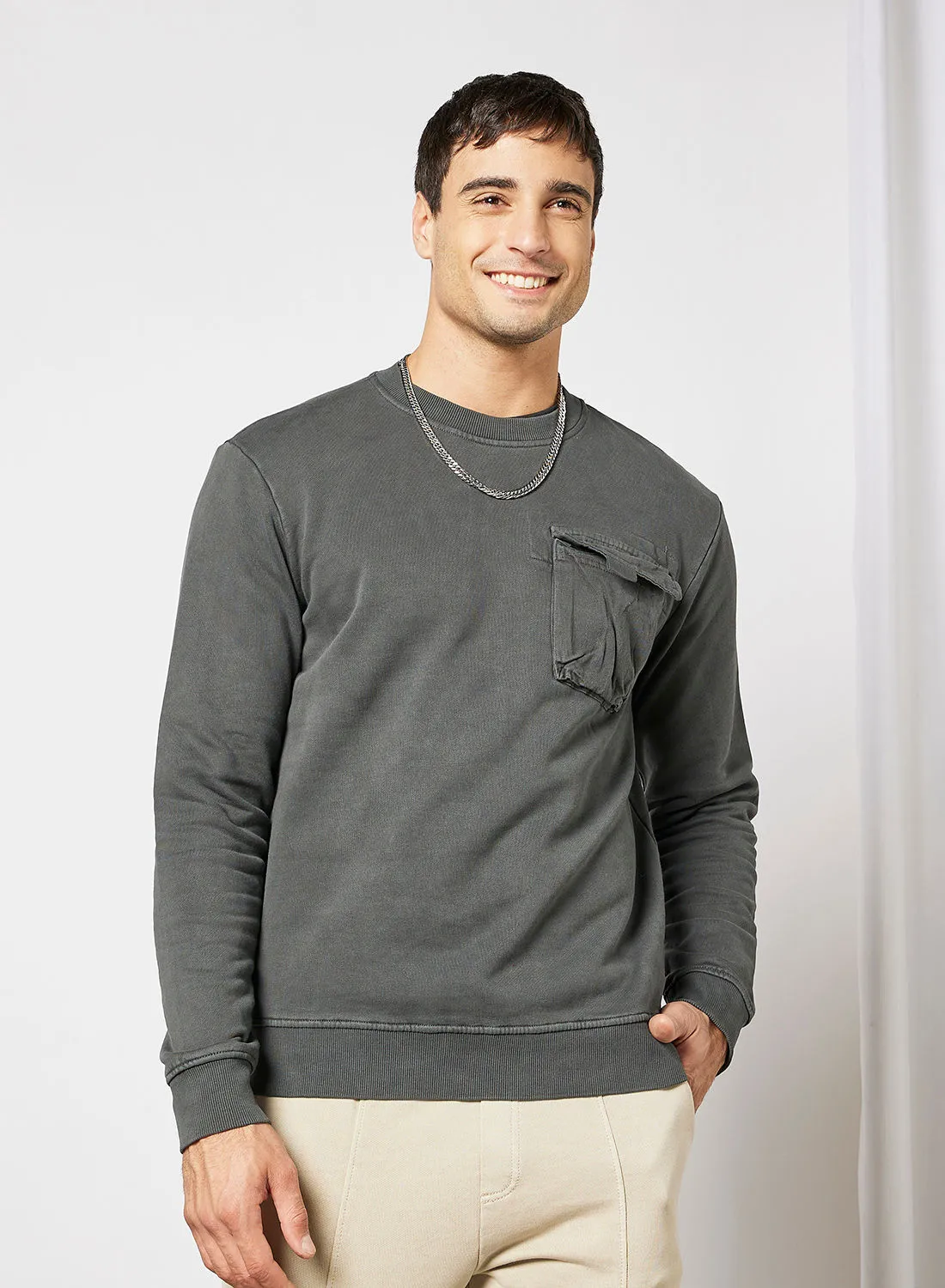 ONLY & SONS Chest Pocket Sweatshirt Grey