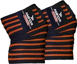 Mayor Flex Weight Lifting Knee Wraps Heavy Duty Elastic Compression Support for Gym Power Lifting Olympic Lifting Workout Cross Training and Cross fit (Orange)