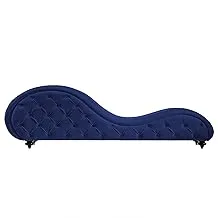 In House | Romantic Chaise Longue Luxury And Romantic Design Sofa With Bed Mode Upholstery Pattern Of Velvet Fabric - Dark Blue