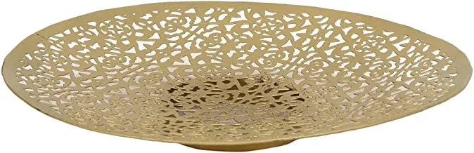 هوم تاون طبق ديكور معدن حامل شموع ذهبي ، 20 × 15 سم