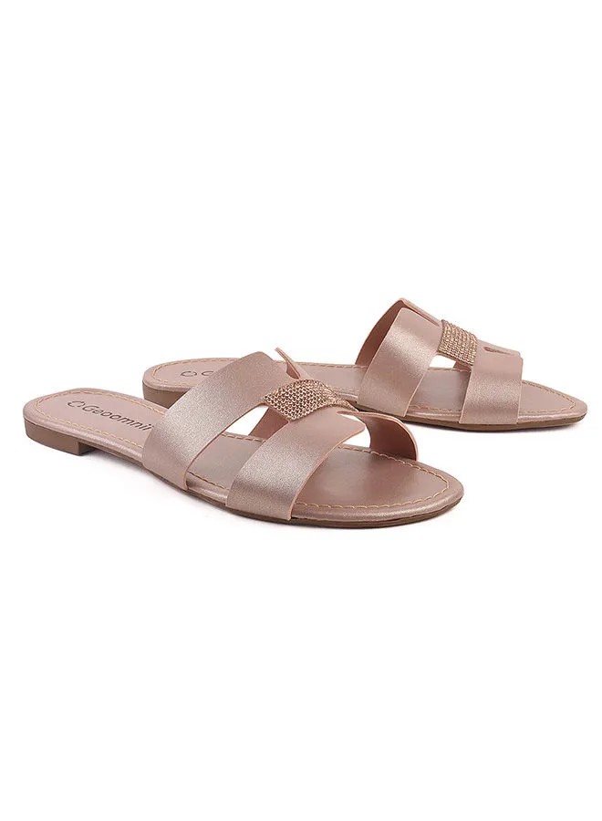 Geoomnii Hailee Dyed Flat Sandals Rose Gold