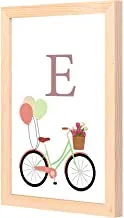 LOWHA E letter bike balloons Wall Art with Pan Wood framed Ready to hang for home, bed room, office living room Home decor hand made wooden color 23 x 33cm By LOWHA