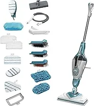 Black & Decker 2-In-1 Steam-Mop With Delta Head Steamitt and 17 Accessories 1600W White/Aqua Bhsm1615Dam-Gb