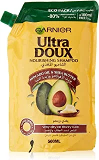 Garnier Ultra Doux Avocado Oil and Shea Butter Ecopack Shampoo, 500 ml