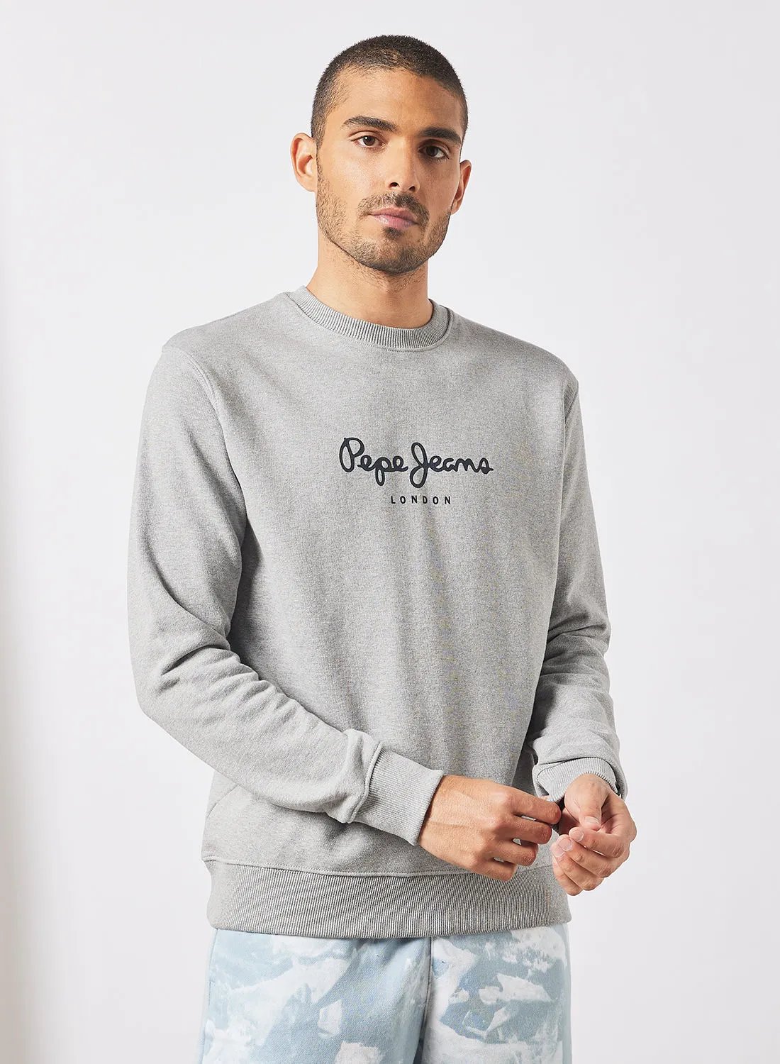 Pepe Jeans LONDON Dylan Logo سويت شيرت رمادي