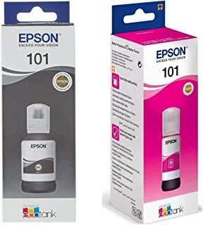 Epson 101 EcoTank Black Ink Bottle 70ml & 101 EcoTank Magenta Ink Bottle 70ml