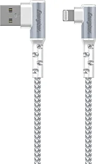 Right Angle 90 Degree Mfi Certified Fast Charging Metal Braided Lightning Cable Compatible With Iphone/Ipod/Ipad/Iphone X/Xr/11/11 Pro/11 Pro Max/12/12 Pro/12 Pro Max, 6.2 Feet, White