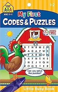 School Zone - My First Codes & Puzzles Workbook - Ages 6 to 8, 1st Grade, 2nd Grade, Activity Pad, Crossword Puzzles, Word Search, Riddles, and More (School Zone Little Busy Book Series)