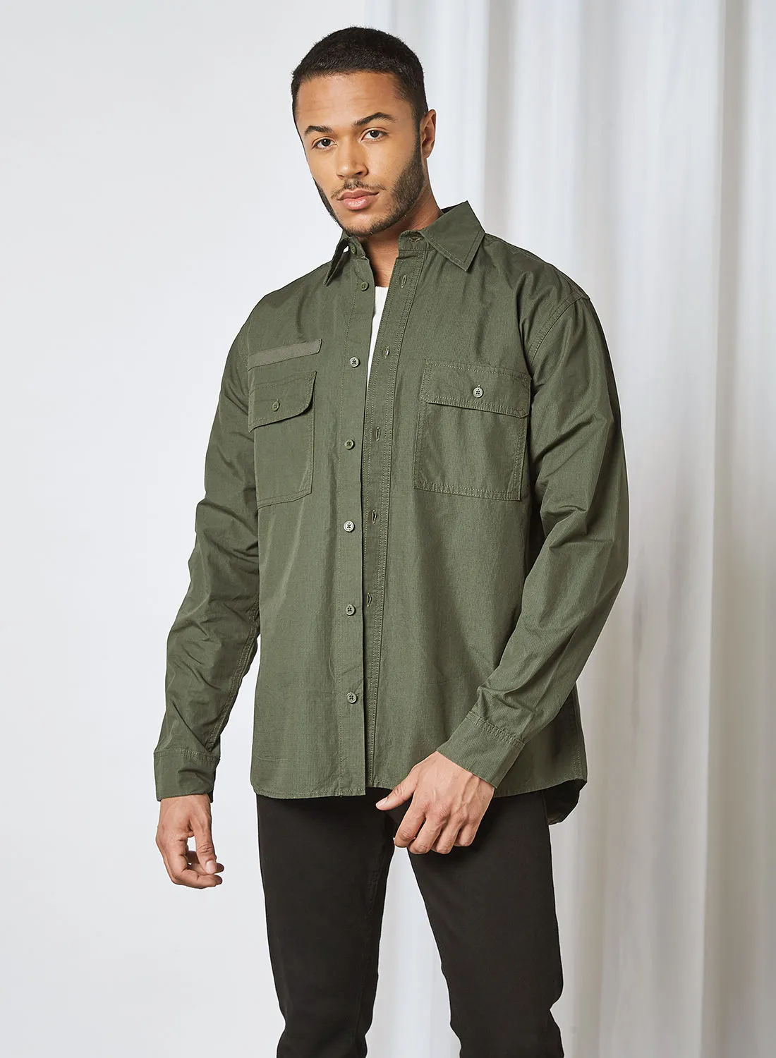 STATE 8 Solid Shacket Olive