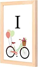 LOWHA I Letter Bike Balloons Wall Art with Pan مؤطر خشبي جاهز للتعليق للمنزل ، غرفة النوم ، غرفة المعيشة والمكتب ، ديكور المنزل مصنوع يدويًا بألوان خشبية 23 × 33 سم من LOWHA