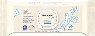 Aveeno Baby Sensitive All Over Wipes, Paraben- & Fragrance-Free, 64 ct