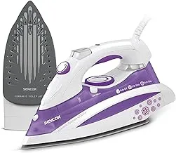 SENCOR - Steam Iron for Clothes, Easy to fill transparent water tank, Ceramic soleplate, Vertical steaming option, 2200W, SSI 8441VT, 2 years replacement Warranty