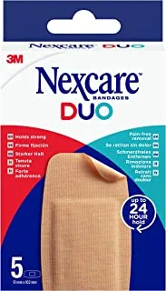 Nexcare DUO Bandages/Plasters MAXI, size: 51 mm x 102 mm, Holds strong and Pain-free removal. 5 units/Pack