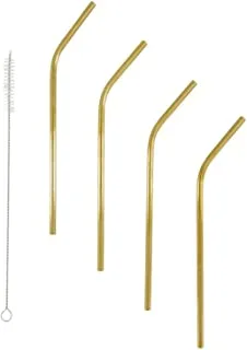 Hema gold stainless steel straws 4-pack, 21 cm size