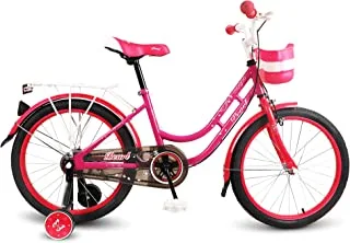 Mogoo Pearl Kids Road Bike With Basket for 5-8 Years Old Girls, Adjustable Seat, Handbrake, Mudguards, Reflectors, Rear Carrier, Gift for Kids, 20-Inch Bicycle With Kickstand, Pink Color