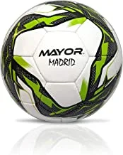 كرة قدم مخيطة يدويًا من مايور مدريد باللونين الأبيض والأخضر والأسود (مقاس 5)