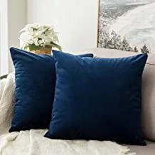 In house blue velvet decorative solid filled cushion set of 3 pieces, 25 * 25 centimeter