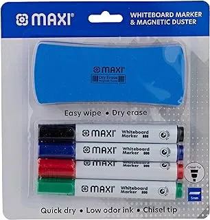 Maxi Whiteboard Marker with Duster 4 Colours