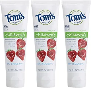Tom's of Maine Anticavity Fluoride Children's Toothpaste, Silly Strawberry, 4.2 Ounce, 3 Count