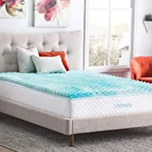 Linenspa 2 Inch Convoluted Gel Swirl Memory Foam Mattress Topper - Promotes Airflow - Relieves Pressure Points - Queen