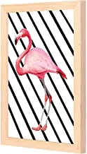 LOWHA Black pink flamingo Wall Art with Pan Wood framed Ready to hang for home, bed room, office living room Home decor hand made wooden color 23 x 33cm By LOWHA