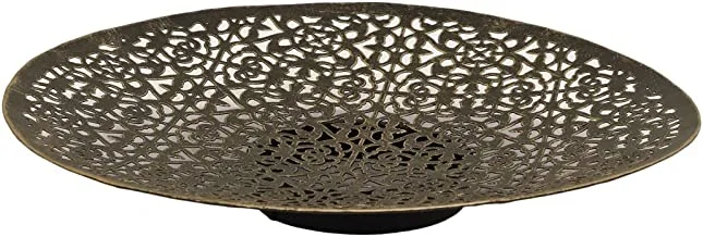 Home Town Decorative Dish Metal Black Candle Holder,25X6cm