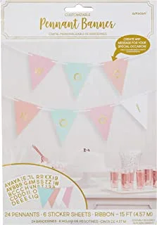 Pastel & Gold Customizable Paper Pennant Banner