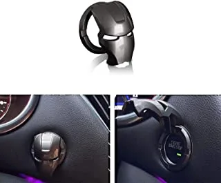 SHOWAY 1pcs Car Engine Start/Stop Button Protection Cover Auto Engine Ignition Start Stop Button Replacement-Start Stop Trim Protector Key Ring Circle Cover 3D Iron Man Car Interior Accessory