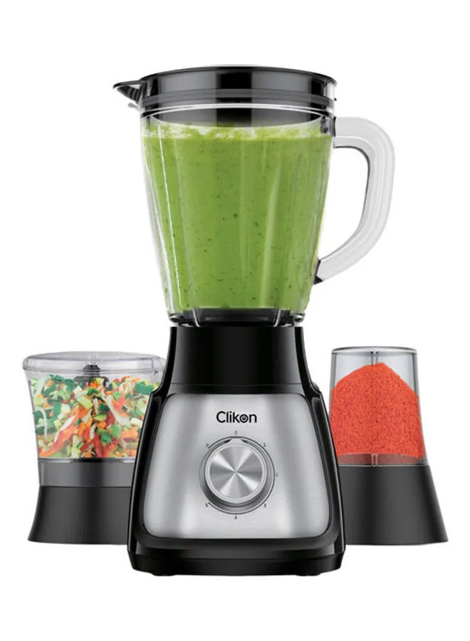 Clikon 3 In 1 Blender With Stainless Steel Blades Turbo Blending Power 1.5 L 500 W CK2647 Silver/Black