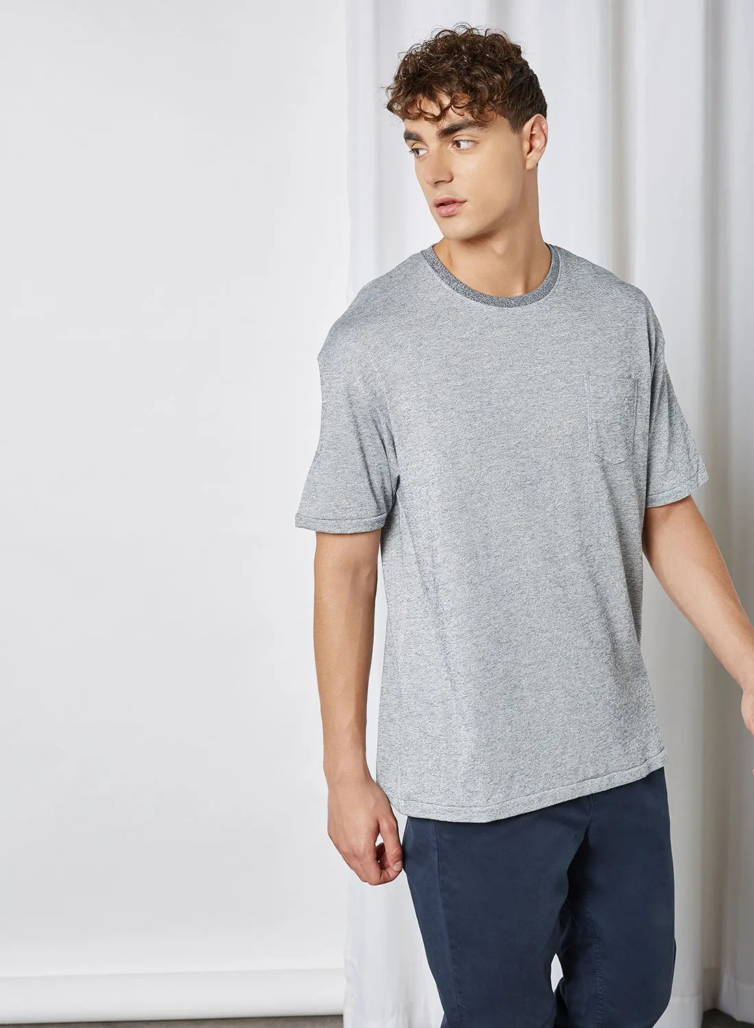 JACK & JONES Single Pocket T-Shirt Grey