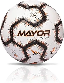 MAYOR Verona PVC Hand Stitched Football White, Black & Orange (Size 5) MFB1007