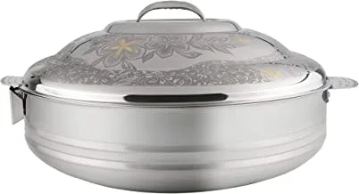 Al-Azeem Stainless Steel Round Dome Shallow Hotpot with Etching Finish, 16 Liter Capacity, Gold