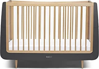 SnuzKot Skandi Cot Bed – Slate Natural, 120 x 81 x 25.5 Cm, Suitable from Birth to 10 years with Extension Kit