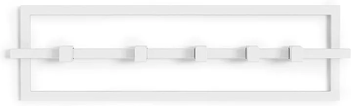 Umbra Cubiko Wall Mounted Modern, Sleek, Space-Saving Hanger with Retractable Hooks to Hang Coats, Scarves, Purses and More, 5, White