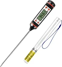 Mcmola Kitchen Meat Thermometer Digital Instant Read Food Thermometer With Long Probe Lcd Ultra Fast Precise Readings Cooking Thermometer For Food Meat Candy And Bath Water, Black