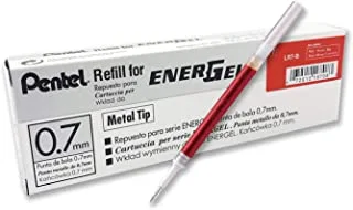 حبر Pentel Refill لـ BL57 / BL77 EnerGel Liquid Gel Pen ، 0 .7mm ، طرف معدني ، حبر أحمر ، صندوق 12 (LR7-B-12)