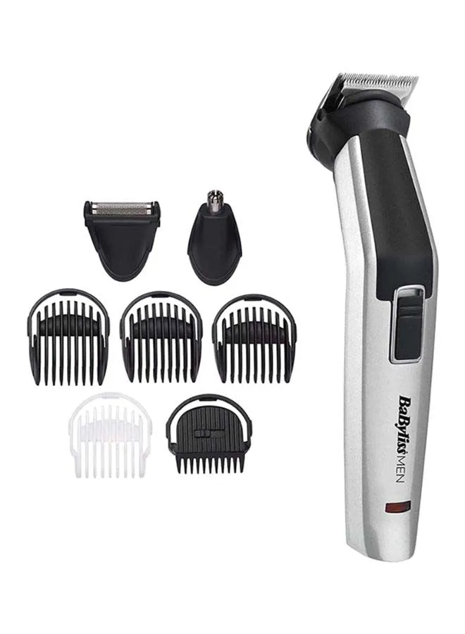babyliss 8-In-1 Multi-Trimmer | Easy-To-Use Design | Titanium Blades For Precise Cutting | Cordless Operation  | 60 Mins of Runtime | Washable Cutting Heads MT726SDE Silver/Black/White