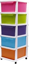 Cosmoplast 5 Tiers Multipurpose Storage Cabinet with Wheels, White Mix
