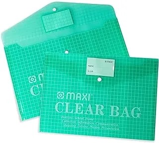 Maxi Fool Scap Clear Bag With Name Card Green, Document Folders, 209G