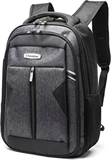 Senator Nylon Unisex Daypack 18-Inch Lightweight Backpack with Laptop Compartment Reflective Lattice Water Resistant Casual Hiking Travel Bag for Business College School Students - KH8122 (Black)