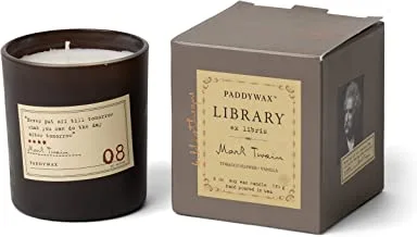 شموع Paddywax GL08Z Paddywax Library Collection شمعة شمع الصويا المعطرة من مارك توين ، 6.5 أونصة ، زهور التبغ والفانيليا