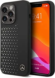 Mercedes-Benz Liquid Silicone Case With Gradient Star Horizontal Pattern For iPhone 14 Pro - Black