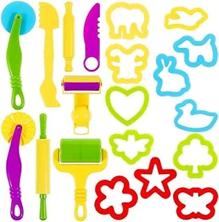 مجموعة أدوات عجينة الصلصال من MumooBear ، 20 قطعة من أدوات العجين البلاستيكية ذاتية الصنع ، مجموعة أدوات تشكيل البلاستيسين ، بكرات وقواطع الصلصال للأطفال (لون عشوائي)