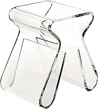Magino Stool, Acrylic Stool With Built-In Magazine Rack, Clear
