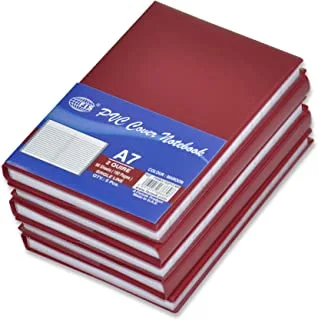 FIS 2-Quires PVC Cover Note Book 5-Pieces Set, A7 Size, Maroon